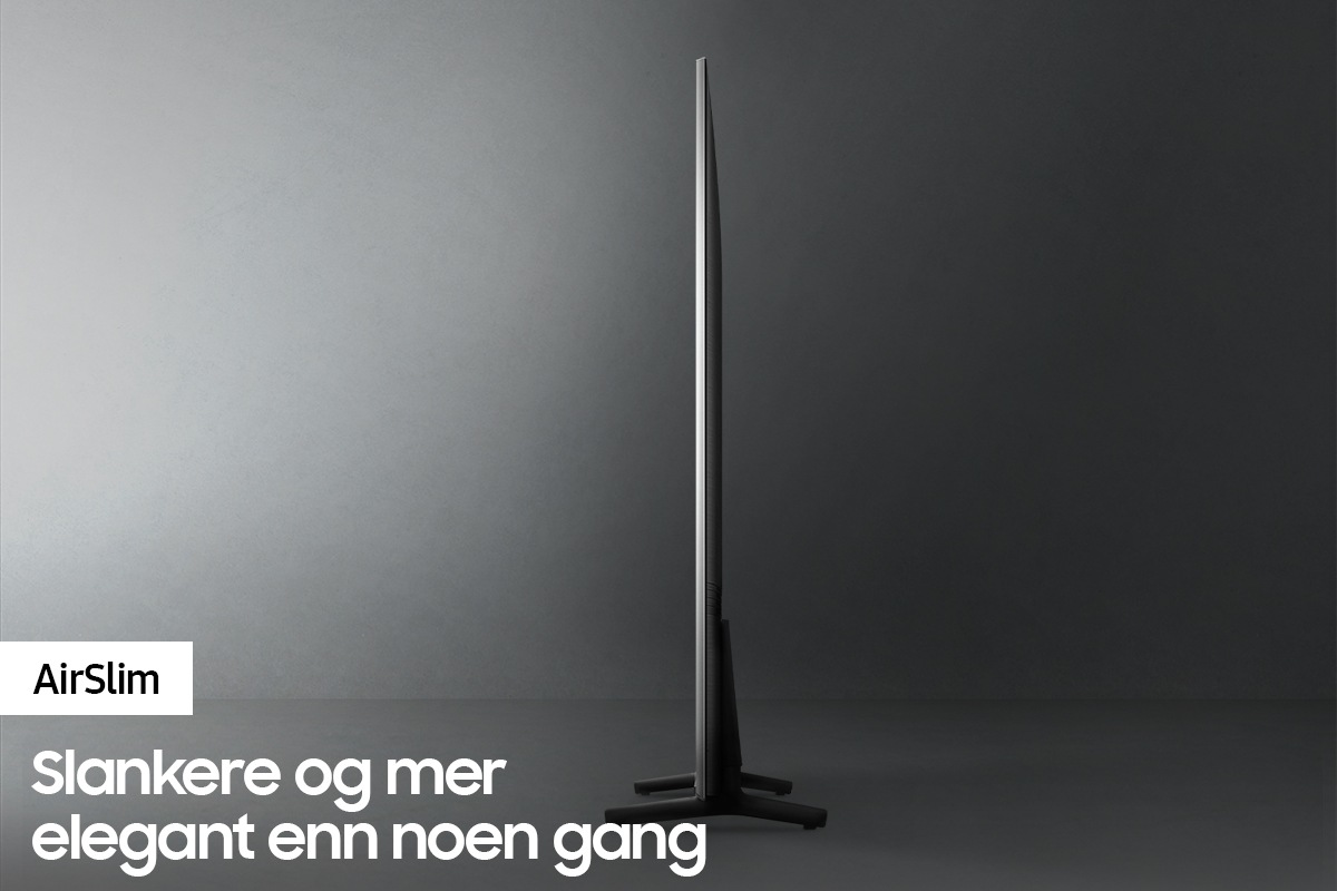 Profilvisning av QLED TV Q60A viser ultraslank design på QLED TV AirSlim