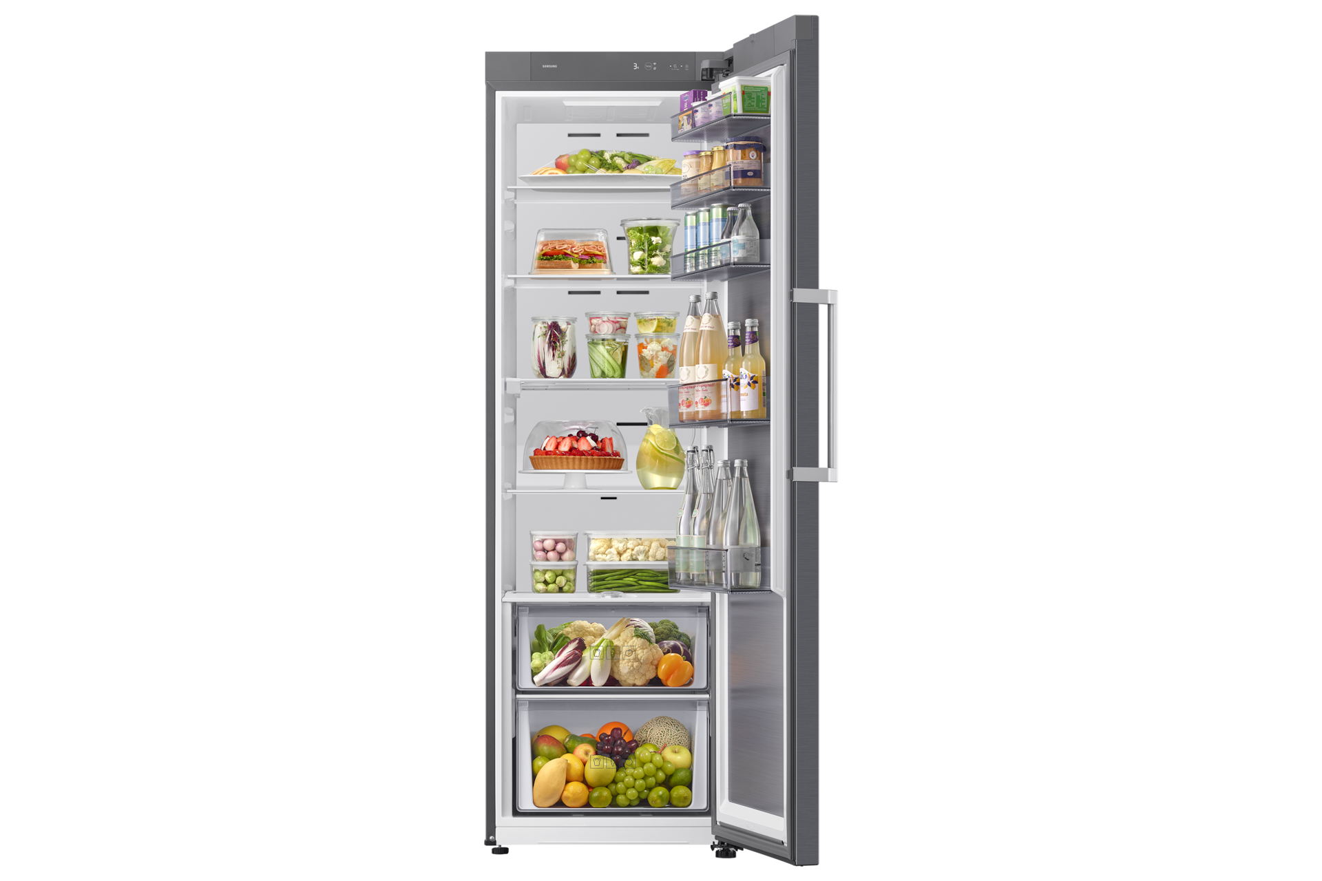 Kjøleskap One Door Auto Open Door 186cm Front-Open-With-Food Silver 
