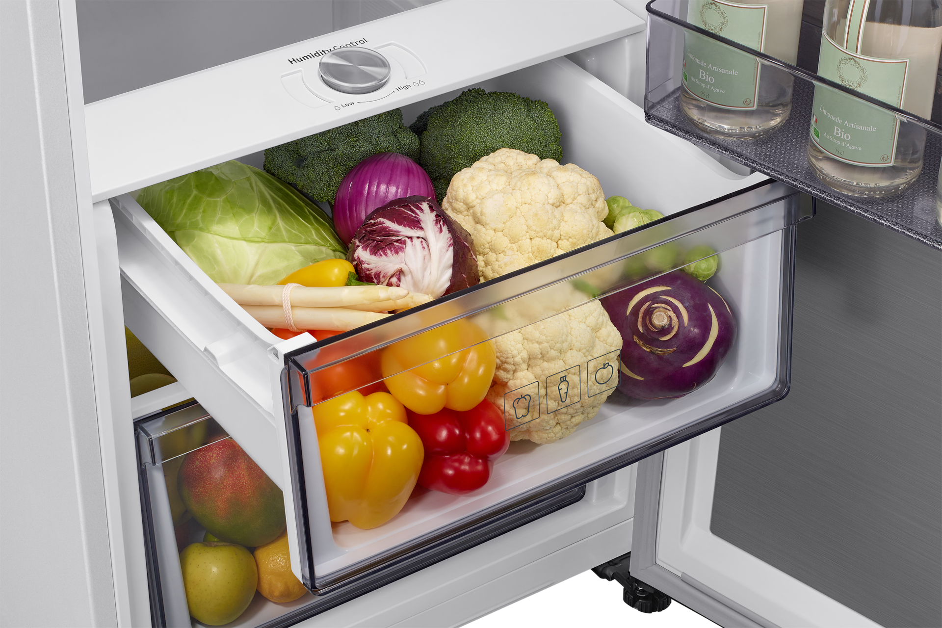 Kjøleskap One Door Auto Open Door 186cm Detail-Humidity-Box Silver 
