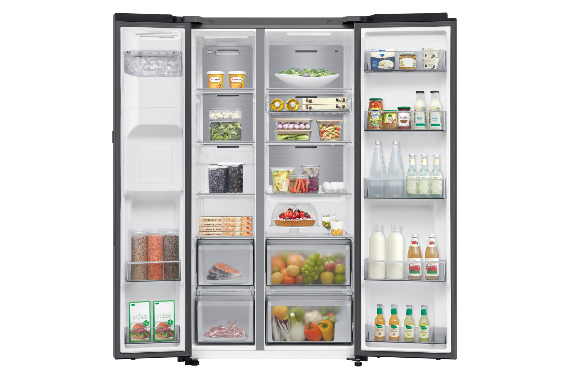 Bespoke AI Refrigerator SBS AI Home Refrigerator SBS AI Home SBS AI Home Front-Open-With-food Silver 