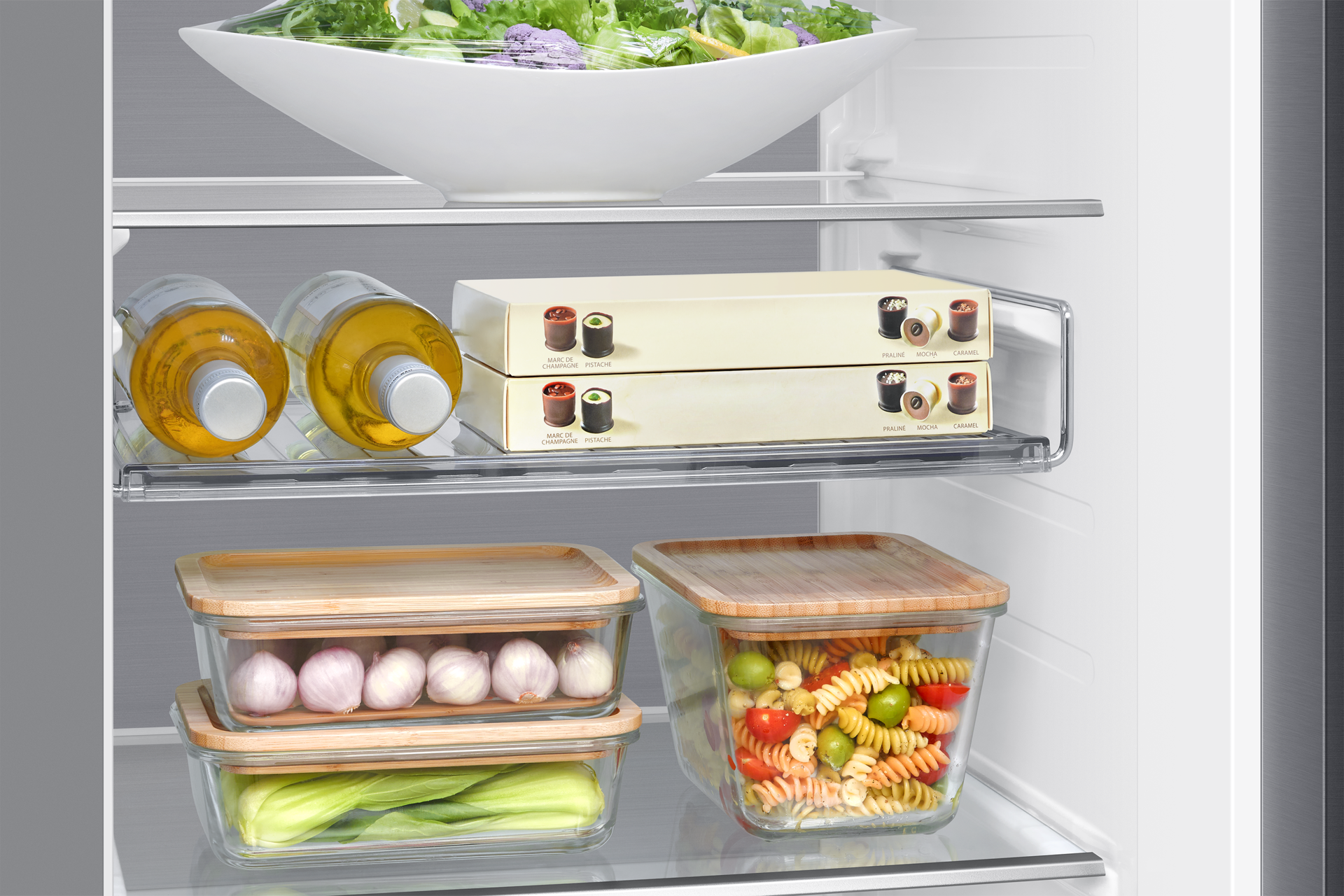 Bespoke AI Refrigerator SBS -Family Hub Detail-Rack-Shelf Silver 