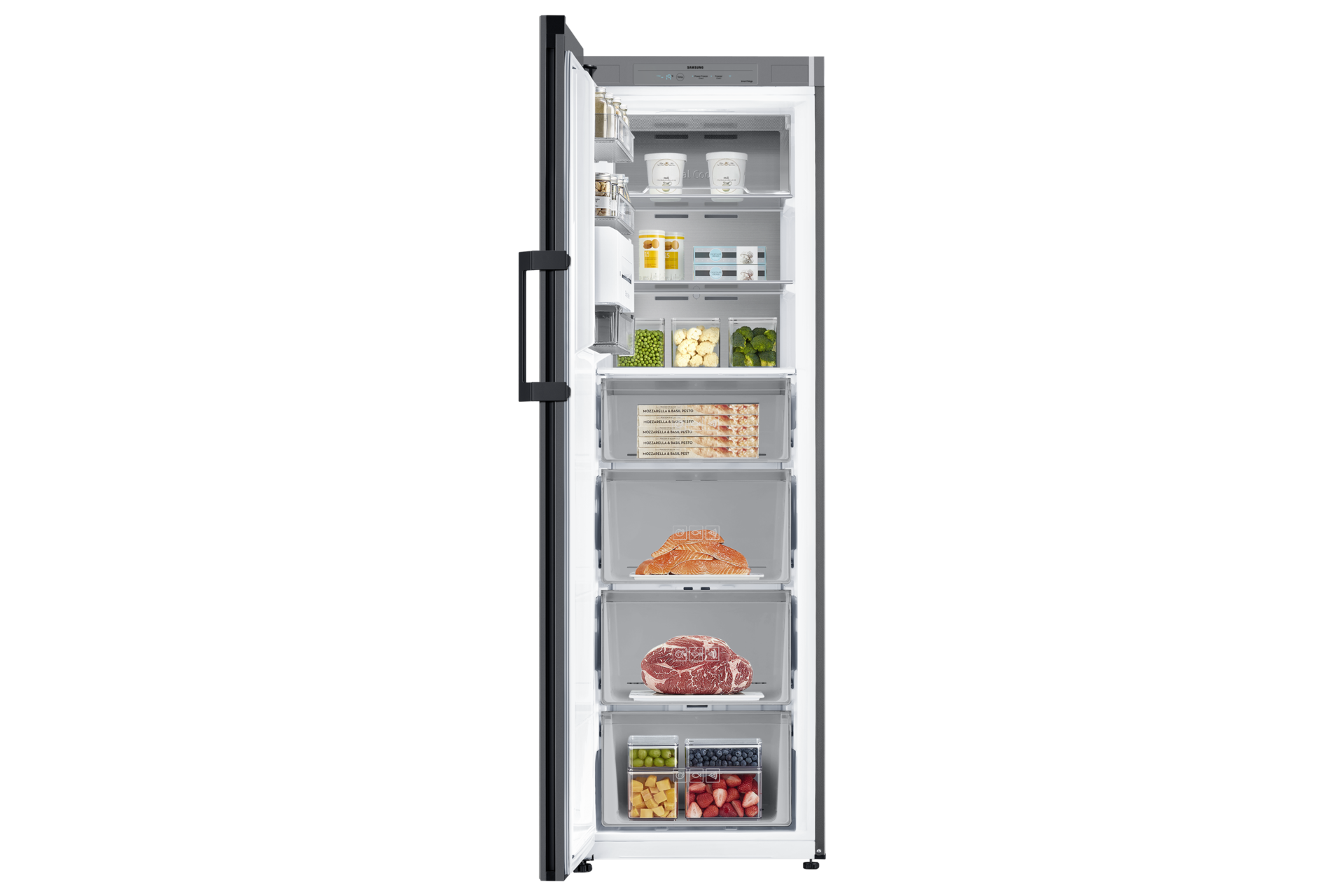 Bespoke Fryser med Metal Cooling 186 cm Front-Open-With-Food Clean Black 
