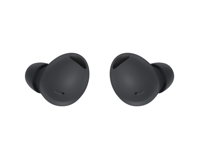 Front view of the Samsung Galaxy Buds2 Pro in Graphite. Check out the specs and features at Samsung New Zealand.