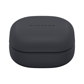 Front view of the Samsung Galaxy Buds2 Pro case in Graphite. Check out the specs and features at Samsung New Zealand.