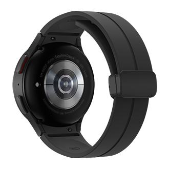 Back view of the Samsung Galaxy Watch 5 Pro LTE in Black Titanium. Check out the specs and features at Samsung New Zealand.