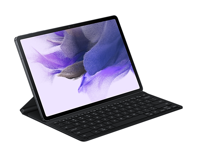 The Galaxy Tab S7+ with a slim Galaxy book cover keyboard in black (ef-dt730ubegww) comes with a slender and lightweight design