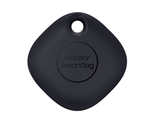 Galaxy Smart Tag in black with Bluetooth powered to attach easily to keys, bags, or a pet. Get Galaxy Smart Tag to find the important things