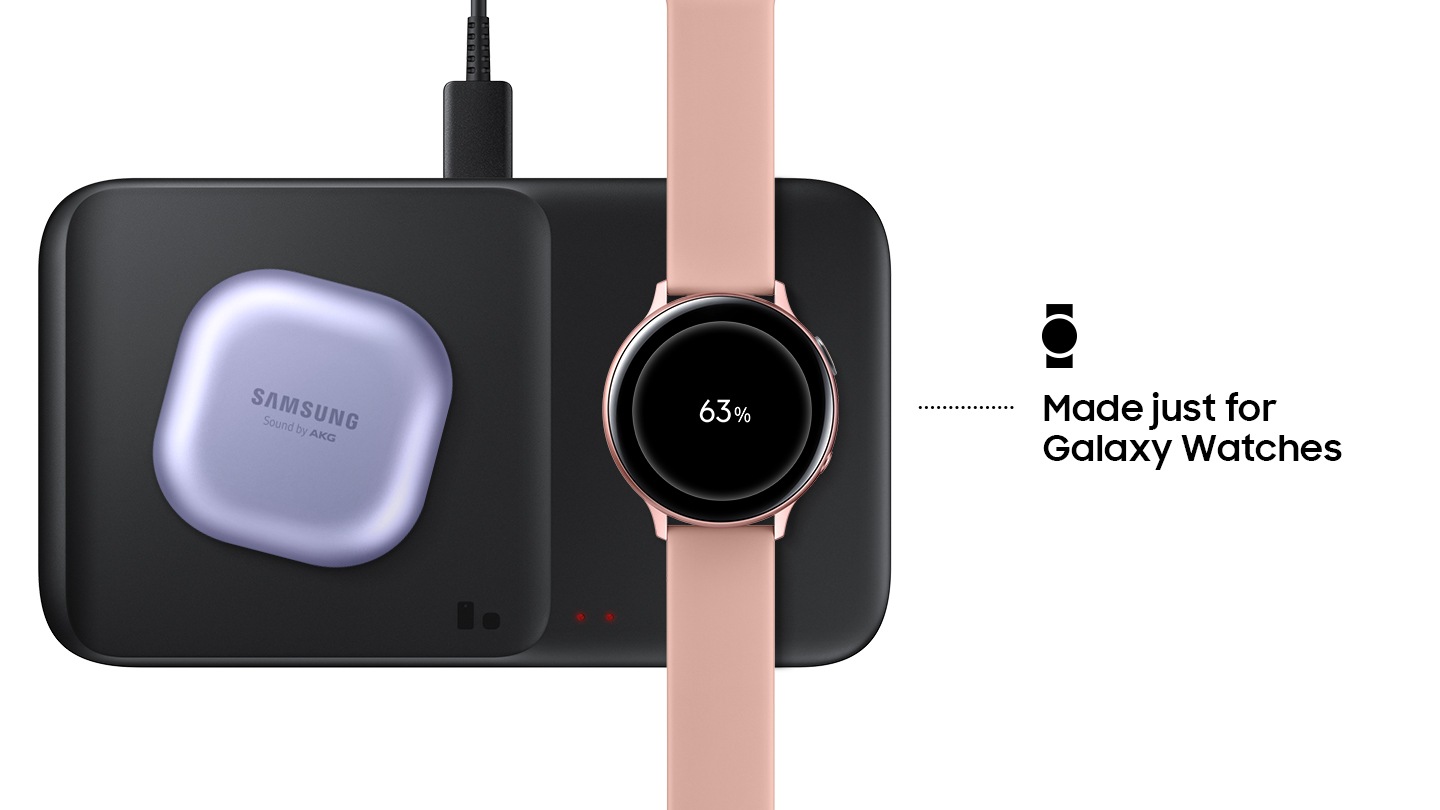 Wireless Charger Duo (ep-p4300tbegau) helps to charge a Galaxy Watch in a snap with its dedicated placement. Buy Samsung Duo Charger in NZ