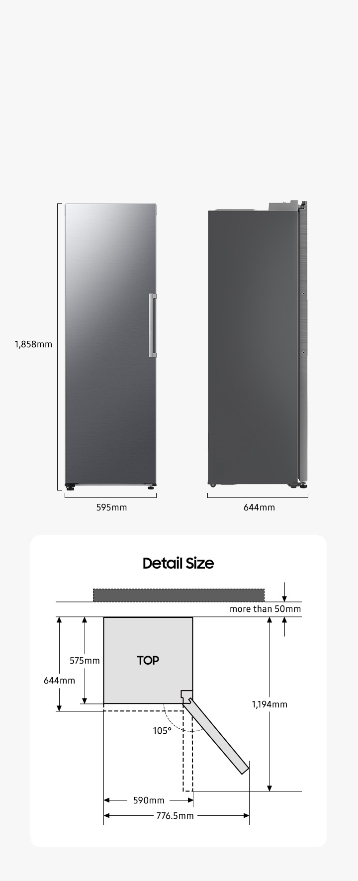 Midwinter Sale 1-Door Freezer Precise Cooling 323L Silver | Samsung NZ