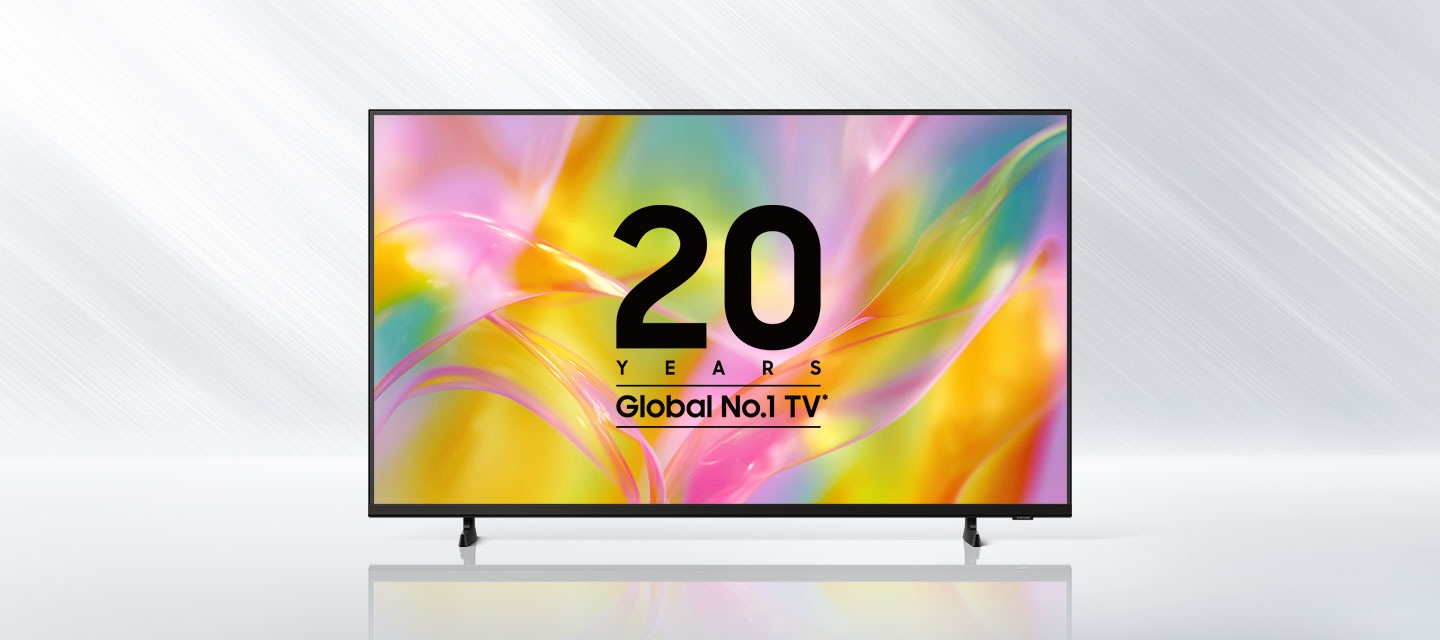The words Samsung Vision AI is accompanied by the Samsung AI logo. Nearby, a TV turns on to display abstract visuals.