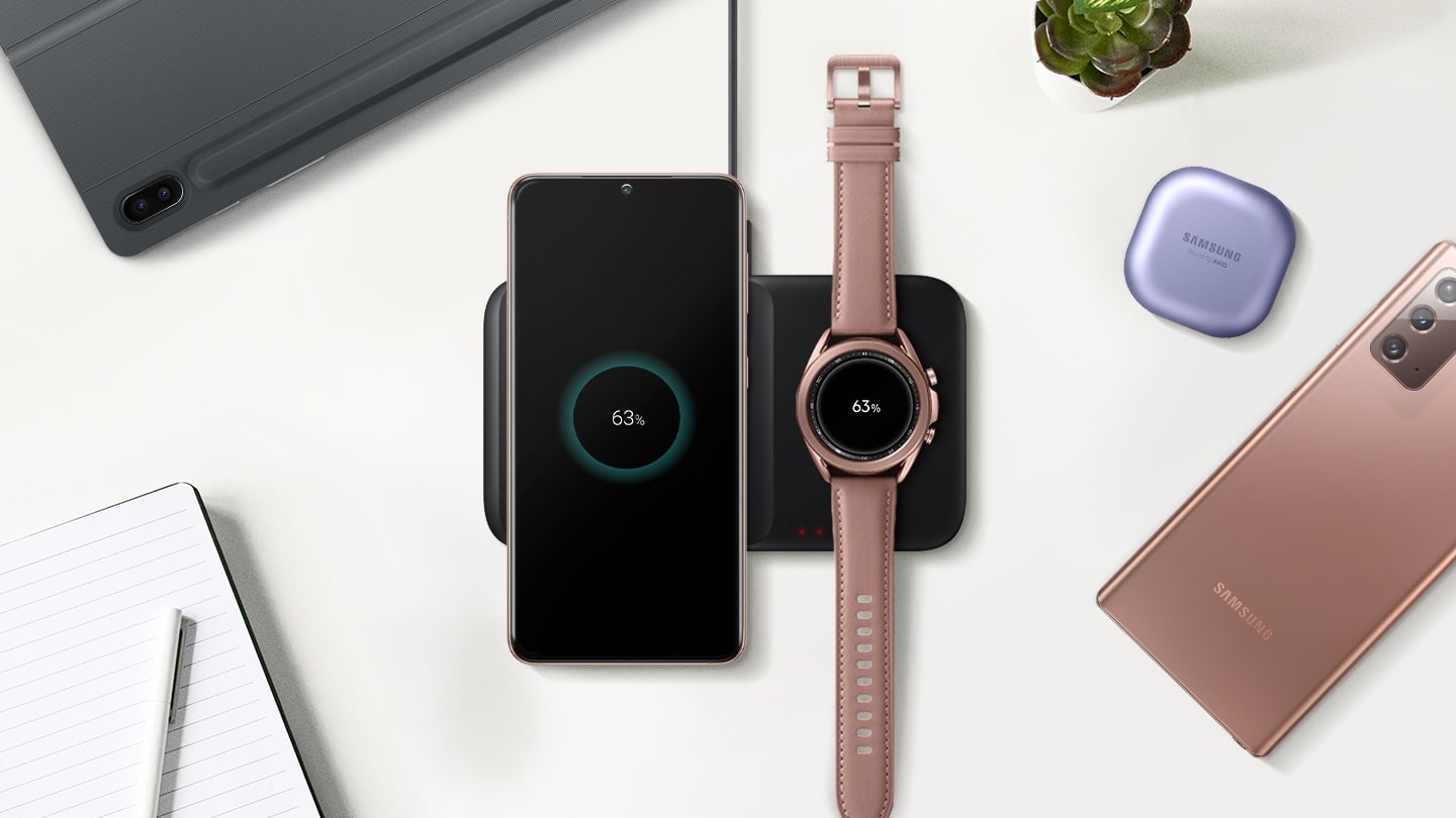 Wireless Charger Duo (Duo Wireless Charger) works with a wide range of devices. Supports charging for Qi-enabled smartphones