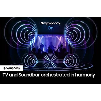 With Q-Symphony on, sound from both the TV and Q-Series Soundbar come together in harmony.
