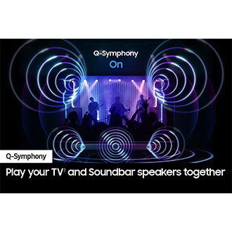 With Q-Symphony on, sound from both the TV and Q-Series Soundbar come together in harmony.
