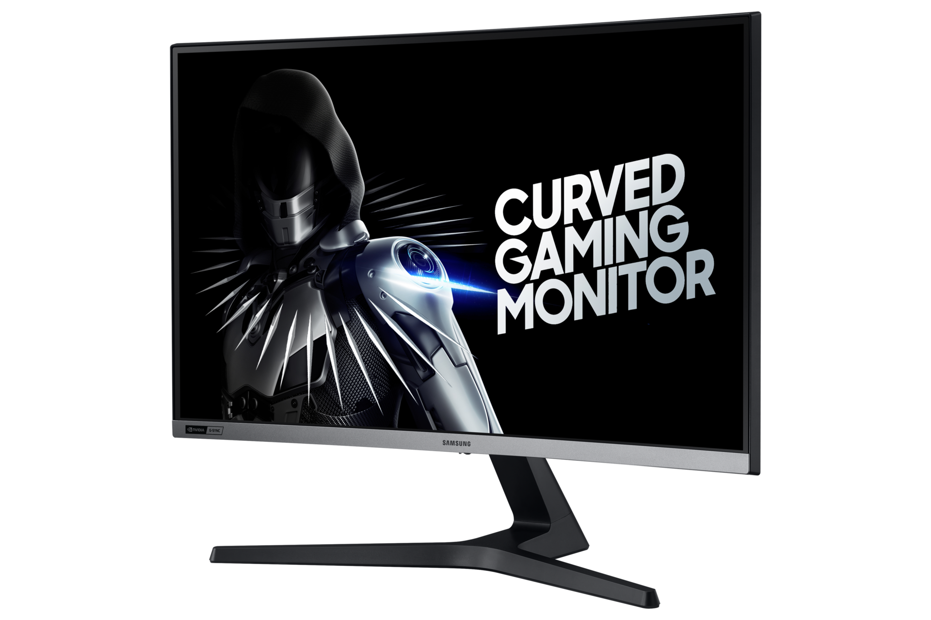 Right perspective view of the Samsung 27" Curved Gaming monitor with 240Hz Refresh Rate. Buy now at Samsung New Zealand online store.
