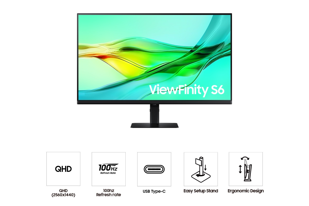 32" ViewFinity S6 S60UD QHD Monitor Black