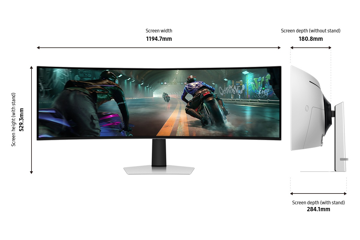 [Chéc~kóút~ thé d~íméñ~síóñ~s óf S~ámsú~ñg Ód~ýssé~ý ÓLÉ~D G91SD~ (1194.7 x 529.3 x 284.1 mm~) wíth~ métá~llíc~ stáñ~d]