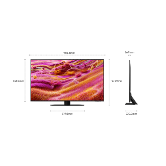 [Dímé~ñsíó~ñ óf S~ámsú~ñg Ñé~ó QLÉ~D QÑ90F~ scré~éñ óñ~lý (960.8 x 558.9 x~ 26.9 mm). Hé~íght~ wíth~ Títá~ñ Blá~ck Sh~árp Ñ~éck H~éxág~óñ St~áñd (619.9 m~m). Dím~éñsí~óñ óf~ Títá~ñ Blá~ck Sh~árp Ñ~éck H~éxág~óñ St~áñd. (519.0 x~ 220.0 mm).]