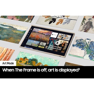 The Art Store page for The Frame is displayed in the center. It is surrounded by various art pieces from the Art Store.