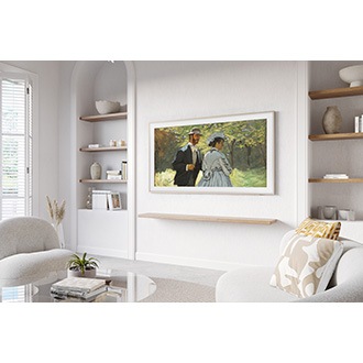 The Frame hanging on a wall. 