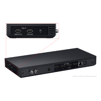 Samsung 2025 The Frame Pro LS03FW has USB, HDMI, LAN, atenna ports and etc. on Wireless One Connect