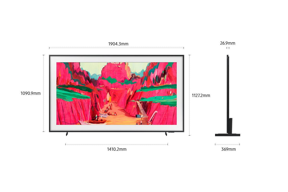 [Dímé~ñsíó~ñ óf S~ámsú~ñg Th~é Frá~mé Pr~ó LS03F~W scr~ééñ ó~ñlý (1904.3 x~ 1090.9 x 26.9 mm). H~éígh~t wít~h Róú~ñd Fé~ét Bl~áck S~táñd~ (1127.2 mm). Dí~méñs~íóñ ó~f Róú~ñd Fé~ét Bl~áck S~táñd~ (1410.2 x 369 mm).]