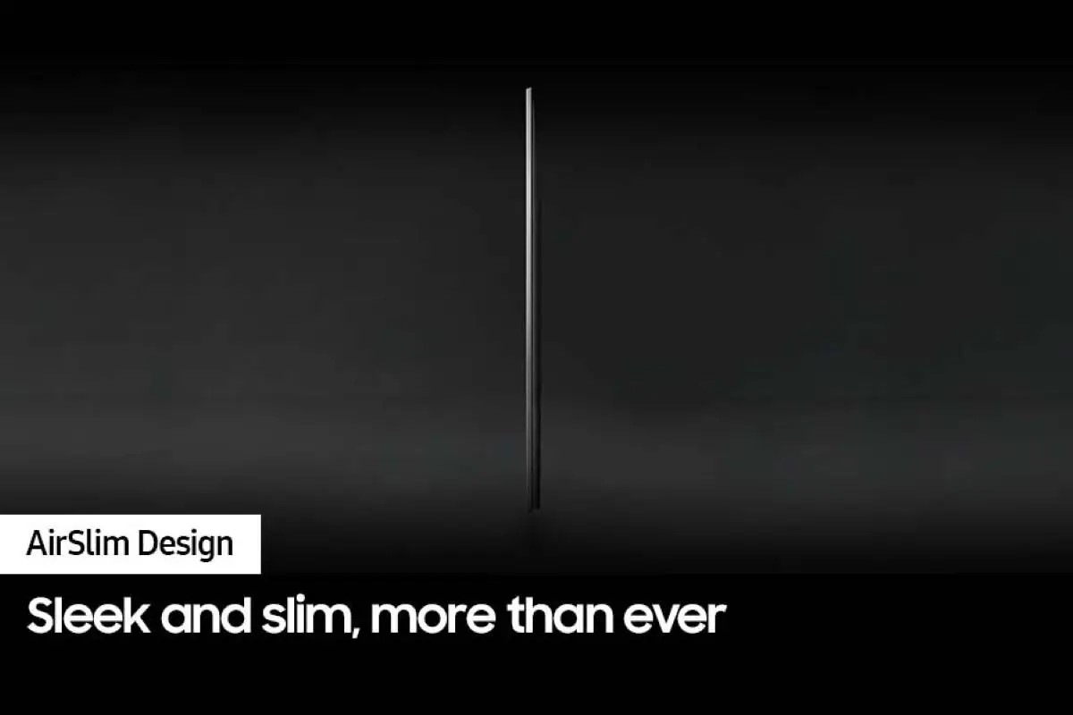 Profile view of QLED TV Q60D shows ultra slim design of QLED TV AirSlim