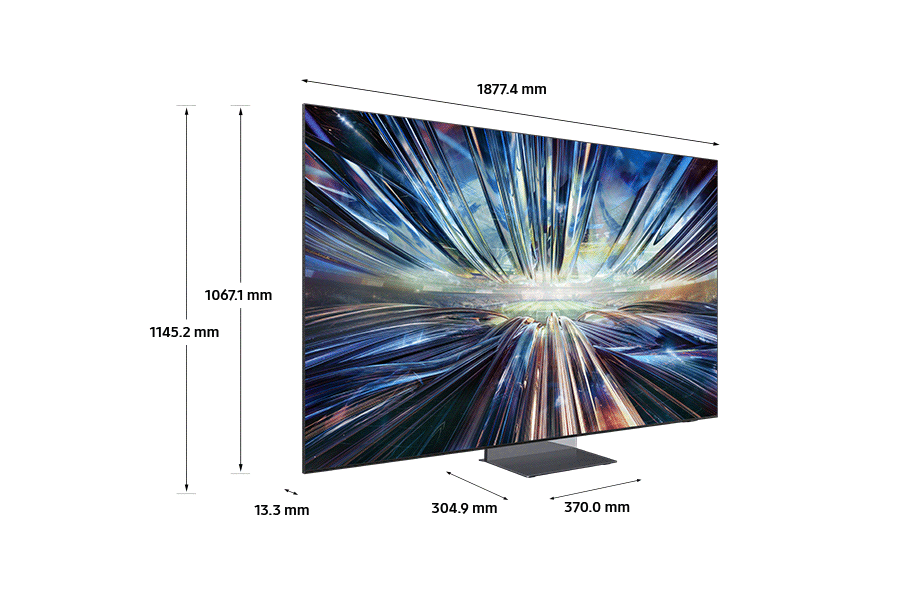 Net dimensions of Samsung QN900D 85" Neo QLED 8K Tizen OS Smart TV, available for purchase at Samsung New Zealand