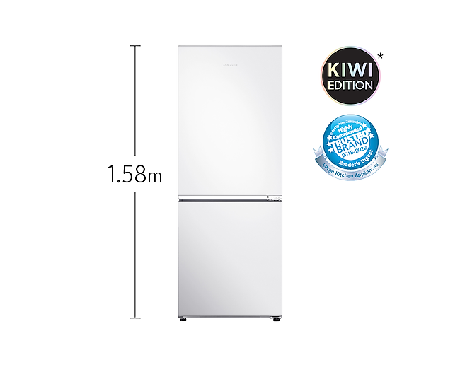 Front view of the Samsung 280L Bottom Mount Fridge (SRL304NW) in White colour.