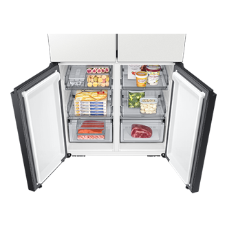 Refrigerator French Door Large Capacity with SpaceMax F-Door-Open-Food Cotta White 