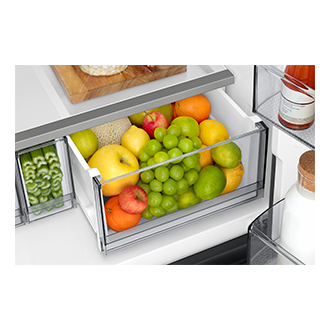 Refrigerator French Door Large Capacity with SpaceMax Veg-Box-Food Cotta White 