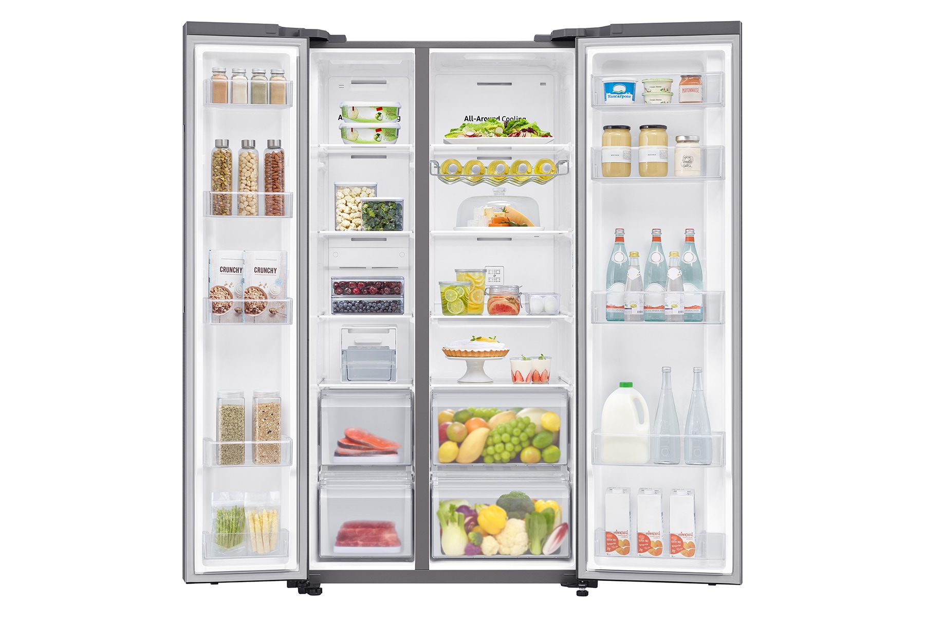 Check out Samsung refrigerators features now. The net weight of the 655L Side By Side Fridge (SRS694NLS) is 107kg