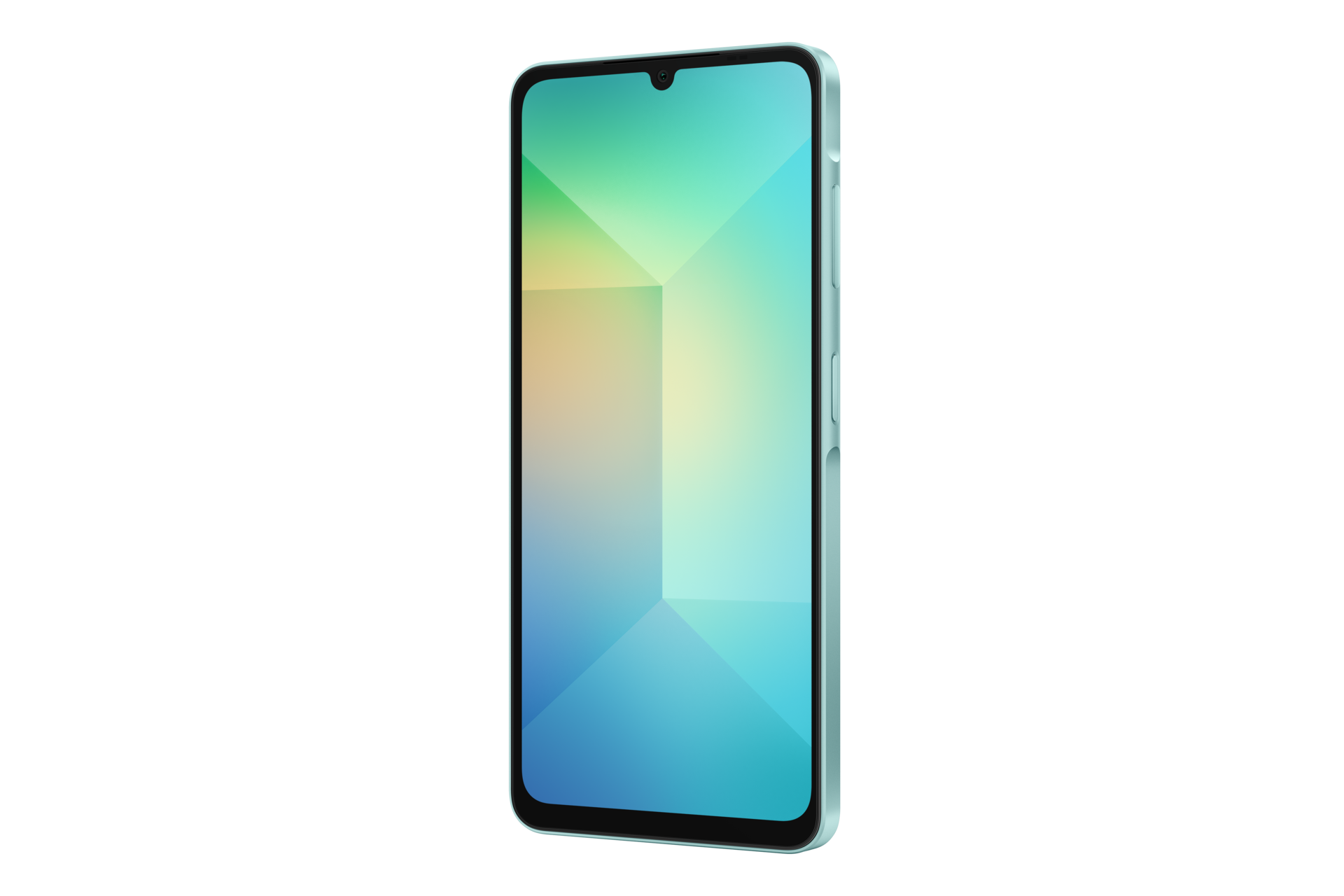 Side view of Galaxy A06 (Light Green) displaying the sleek profile and button placement.