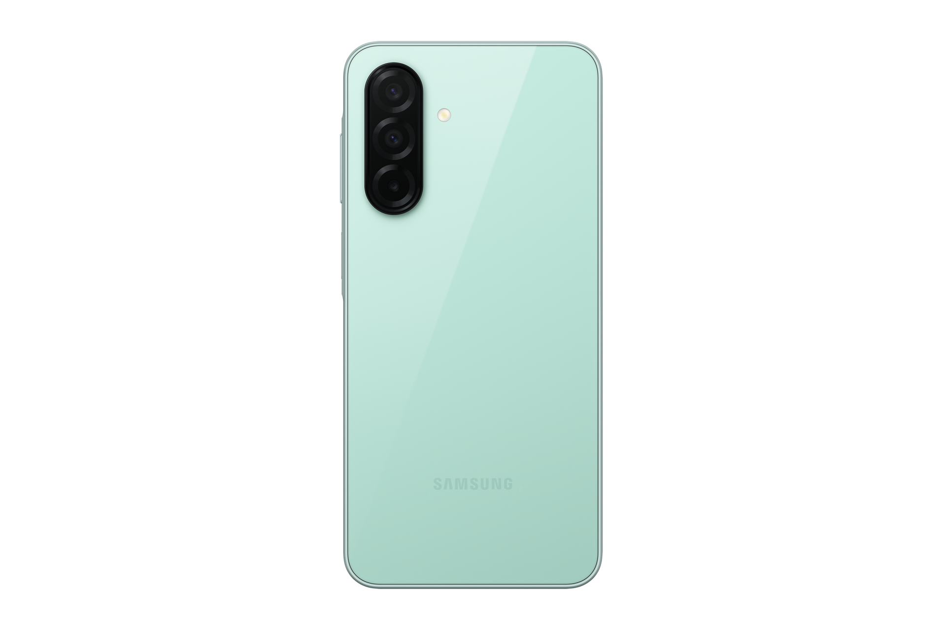 A back view of a mint Samsung Galaxy A26 5G smartphone.