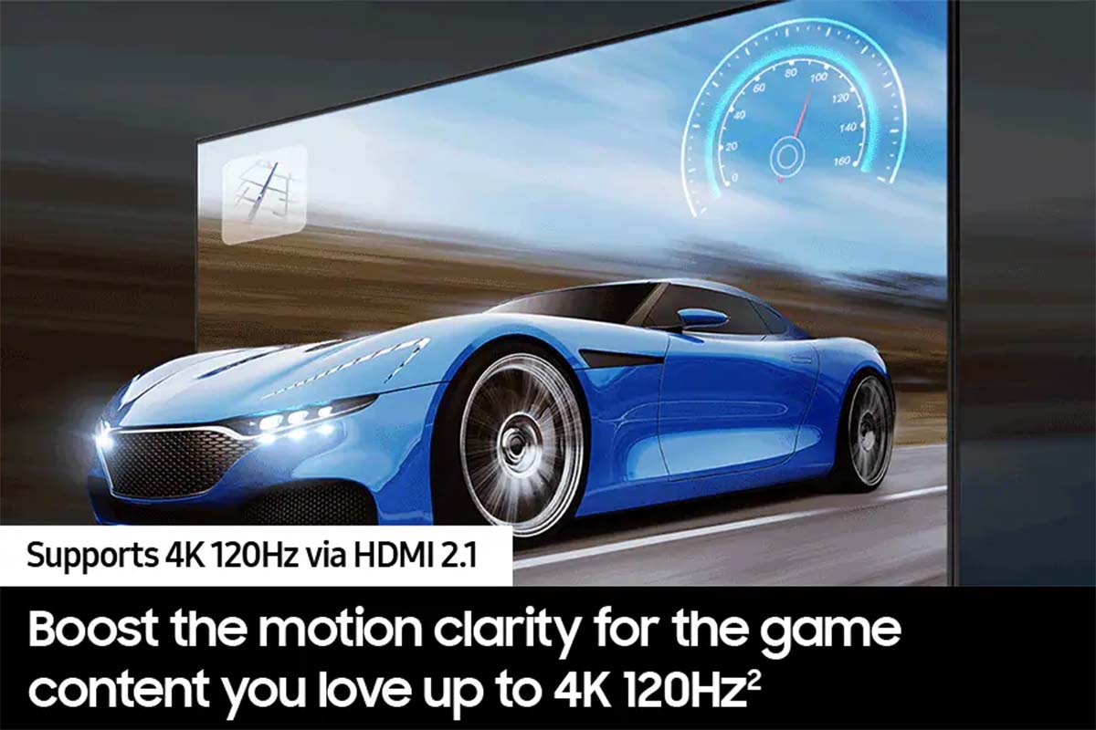 [Thé b~lúé c~ár óñ~ thé T~V scr~ééñ l~óóks~ cléá~r áñd~ vísí~blé ó~ñ thé~ TV dú~é tó M~ótíó~ñ Xcé~lérá~tór 120H~z téc~hñól~ógý.]