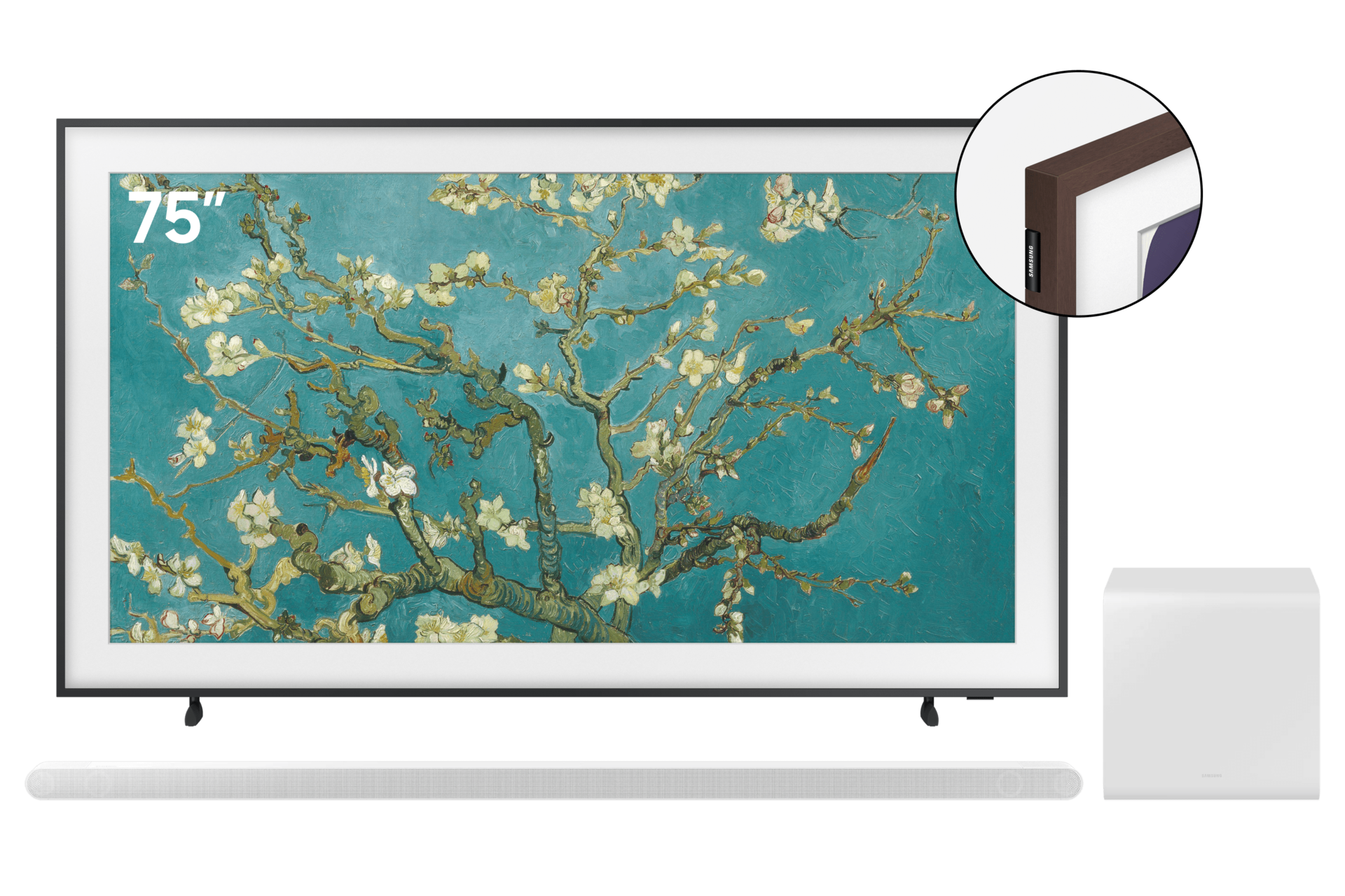 Combo Samsung 75'' LS03B + Soundbar S801B + Marco Marron Samsung Perú