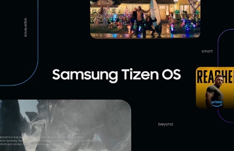 Una pantalla del sistema operativo Tizen de Samsung muestra las opciones de contenido.