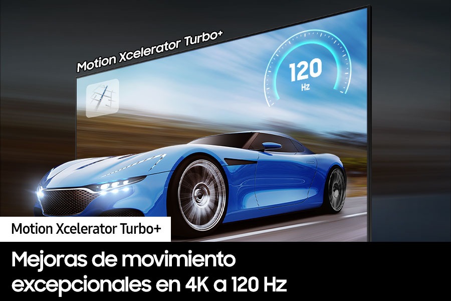 QLED TV Q70C with Motion Xcelerator Turbo+ shows the game screen clearly.