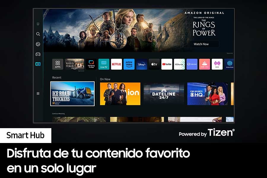 The new Smart Hub UI is displayed to show a wide variety of OTT services and content being serviced.