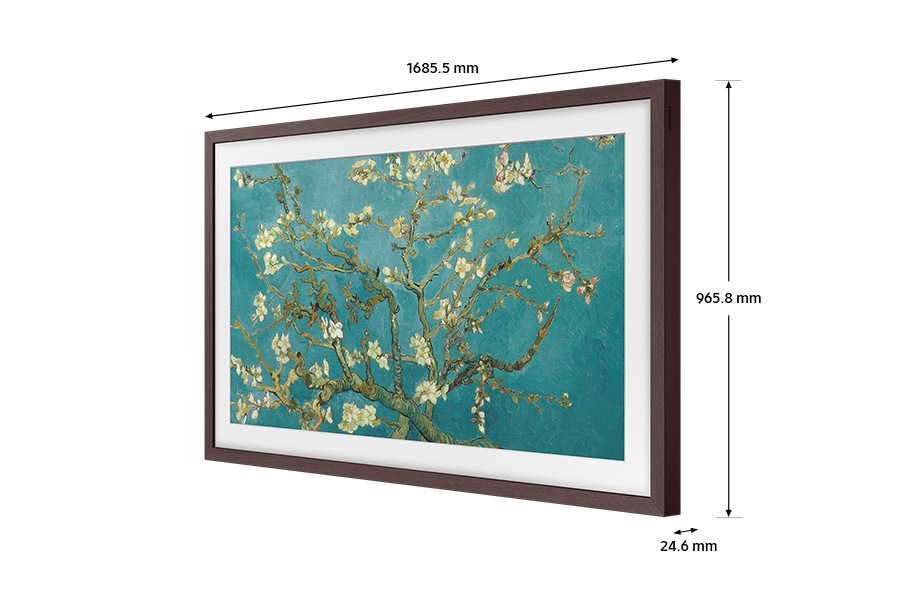 Dimension of Samsung Customizable Frame bezel VG-SCFC (1685.5 x 965.8 x 24.6 mm). Brown Modern.