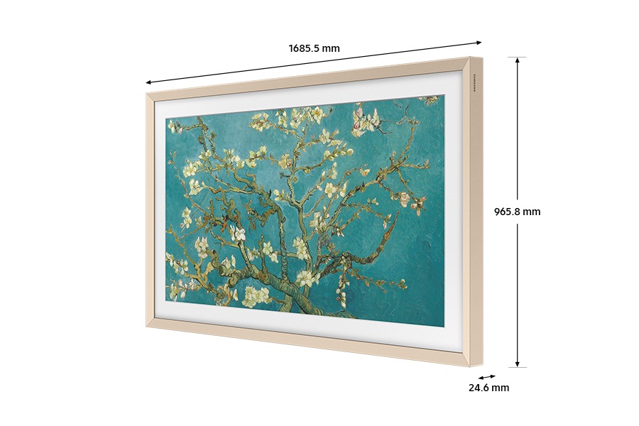 Dimension of Samsung Customizable Frame bezel VG-SCFC (1685.5 x 965.8 x 24.6 mm). Baige Beveled.