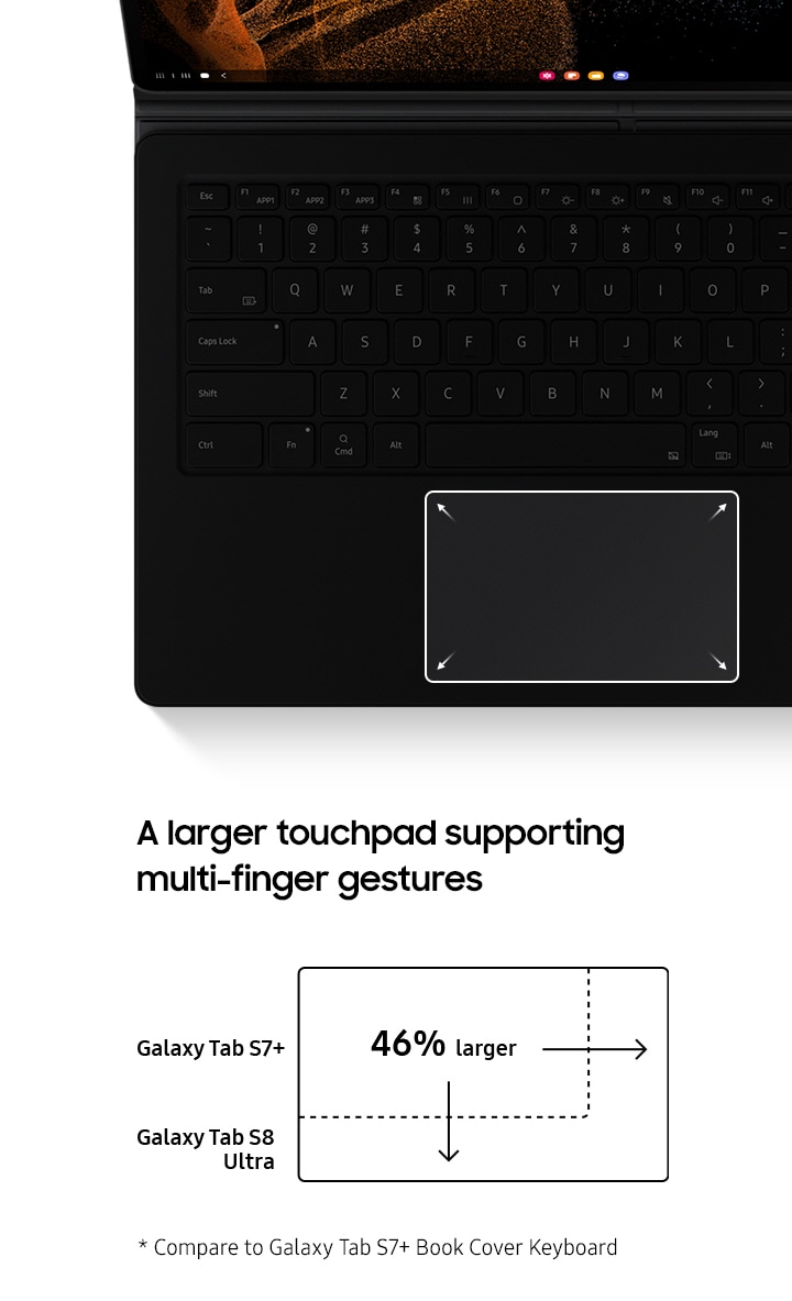 キーボード Galaxy TabS8 Ultra Book Cover Keyboard Samsung Galaxy Keyboard Cover Black - Works with Tab S8