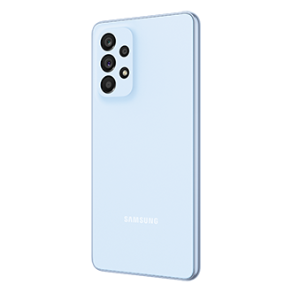 View price and pre-order Samsung Galaxy A53 5G with promo. A smartphone with a 64MP OIS camera, a 2-day last long battery, 128GB, and 6GB Ram. The r30-back Samsung Galaxy A53 5G in Awesome Blue