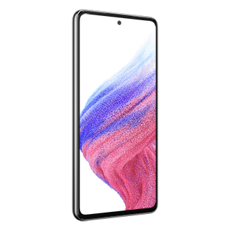 View price and pre-order Samsung Galaxy A53 5G in Awesome Black with promo comes with a 64MP OIS camera, 256GB & 8GB Ram, and a 5,000 mAh battery. The l30-front Samsung Galaxy A53 5G in Awesome Black