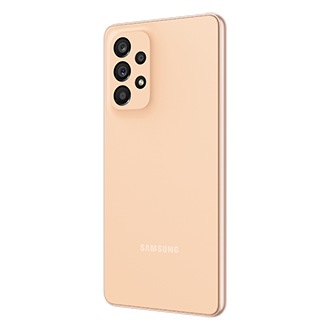 See price and pre-order Samsung Galaxy A53 5G in Awesome Peach with a promo that comes with an OIS camera, 128GB & 8GB Ram, and a 2-day last long battery. The r30-back Samsung Galaxy A53 5G in Awesome Peach