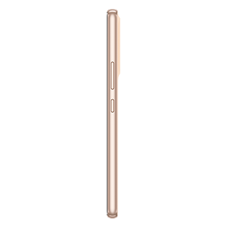 View price and pre-order Samsung Galaxy A53 5G in Awesome Peach with a promo that comes with an OIS camera, 128GB & 8GB Ram, and a 2-day last long battery. The r-side Awesome Peach Samsung Galaxy A53 5G