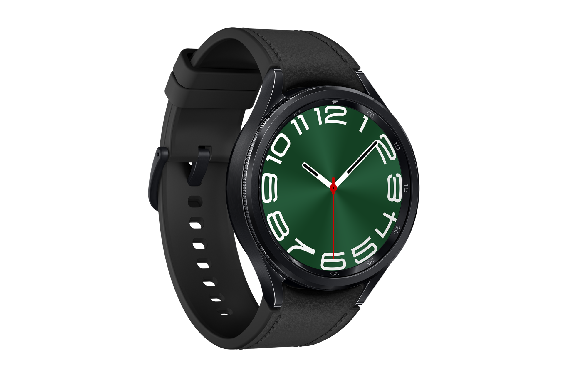 Left Perspective View of Samsung Galaxy Watch6 Classic Bluetooth (47mm) in Black.