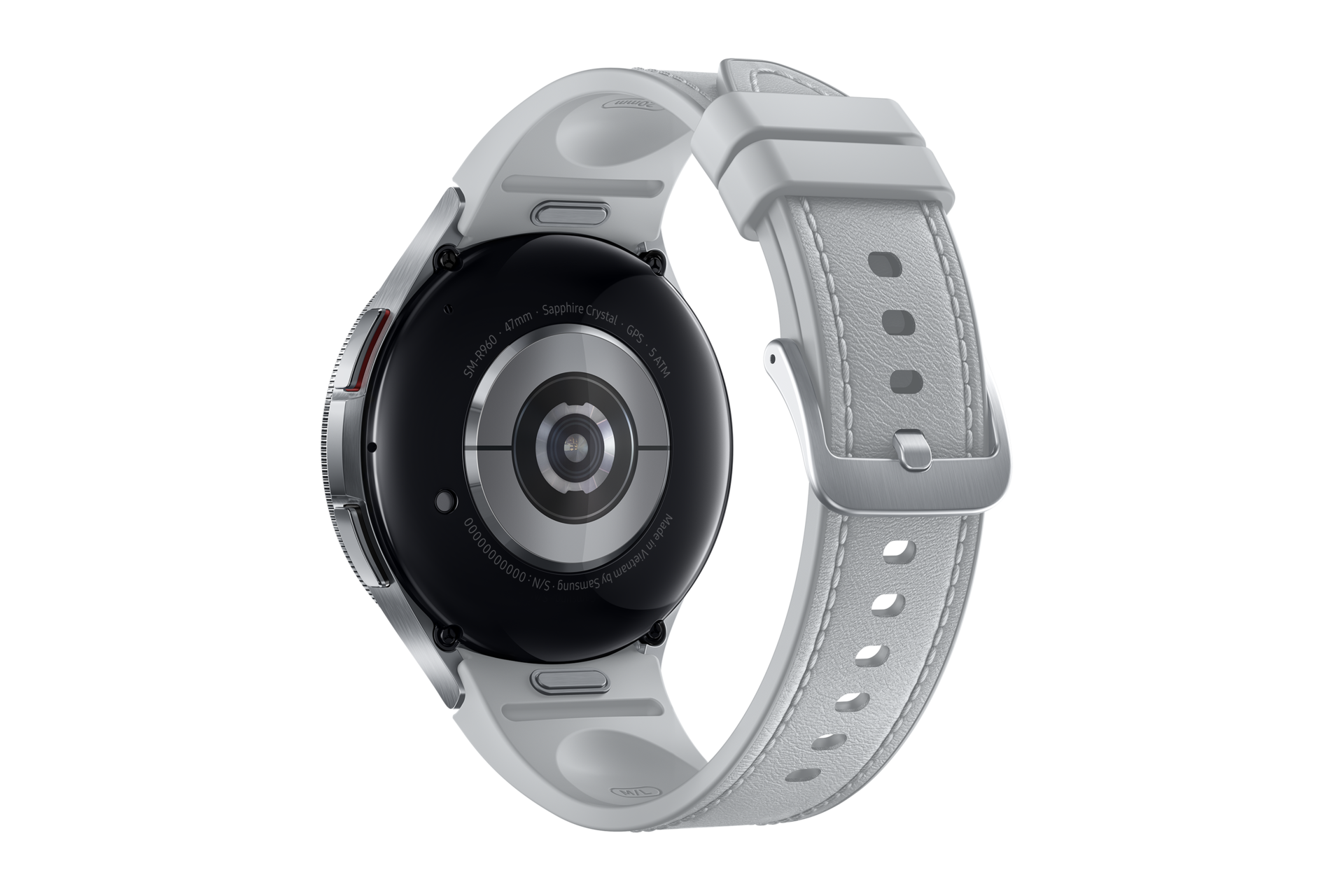 Dynamic View of Samsung Galaxy Watch6 Classic Bluetooth (47mm) in Silver.