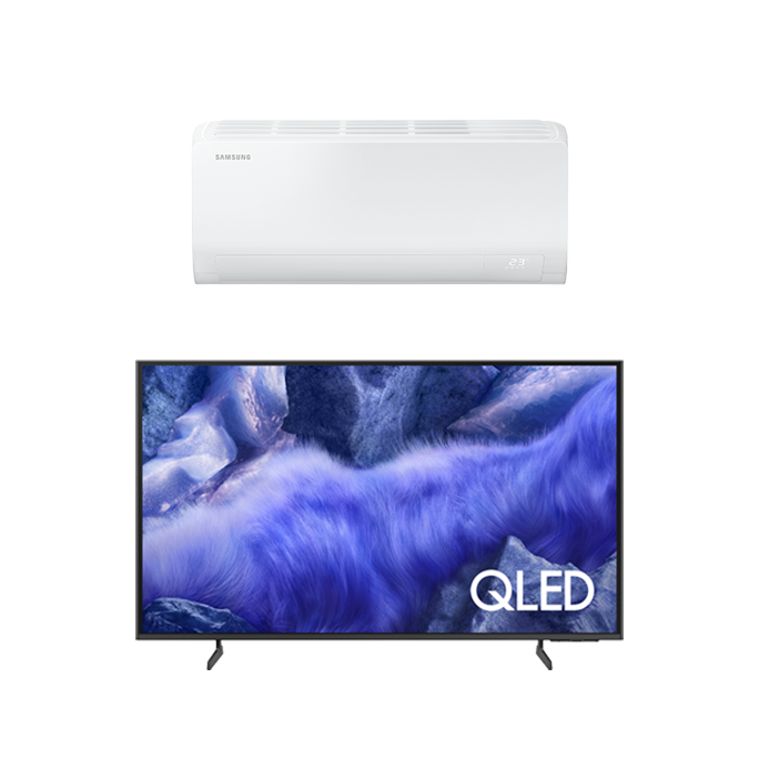 Air Conditioner S-Inverter 1HP and 55 inch QLED QEF1 Smart TV
