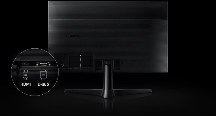 The back of the monitor is shown. HDMI and D-sub are expanded.