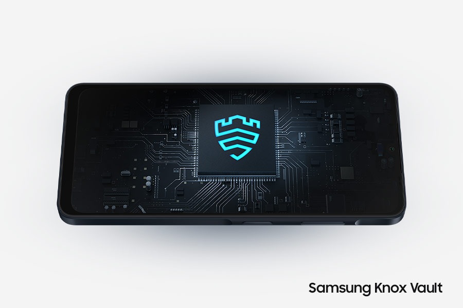 The Galaxy A06 displays a security shield icon, indicating the availability of Samsung Knox Vault.